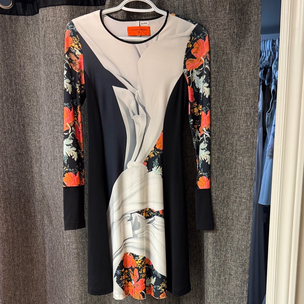 Graphic Design Modal Floral Long Sleeve Dress